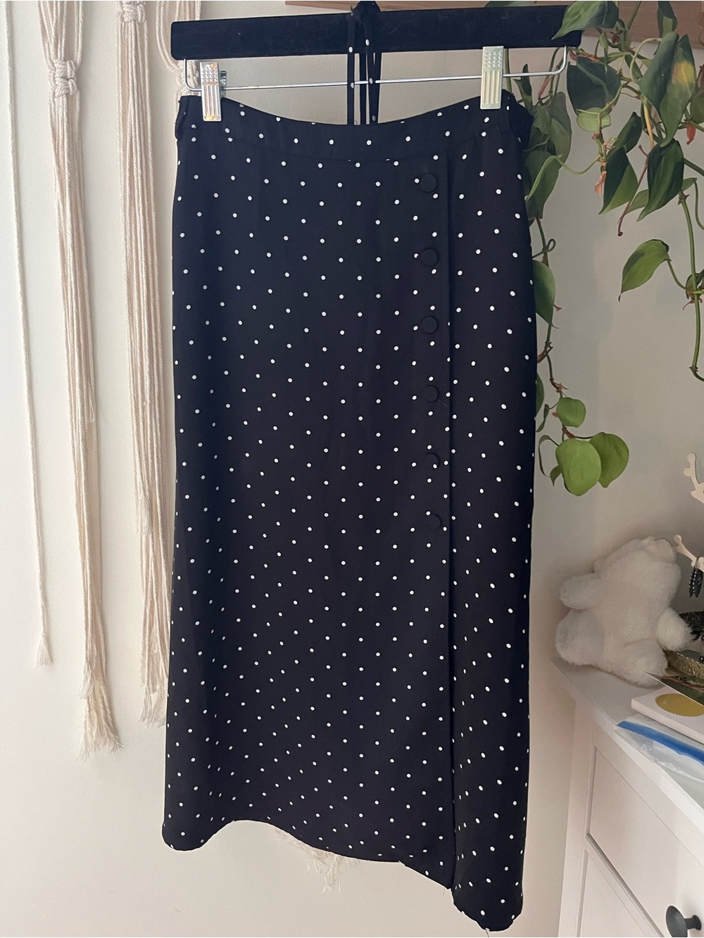 Polka Dot Midi Skirt - Black/White - Picture 2 of 9